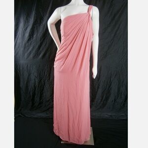 Bill Levkoff Coral One-Shoulder Chiffon Gown